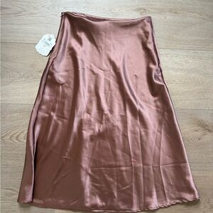 Altar'd State Satin Bias Midi Skirt in Rose Brown